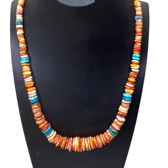 Jay King Chunky Spiny Oyster Turquoise Beaded Necklace Sterling Silver Clasp - Picture 1 of 9